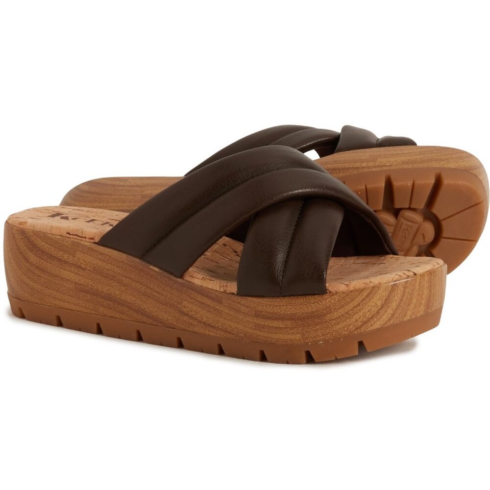 Korks Faithe Platform Sandal, Dark Brown (Chocolate) Faux Leather, Size 10